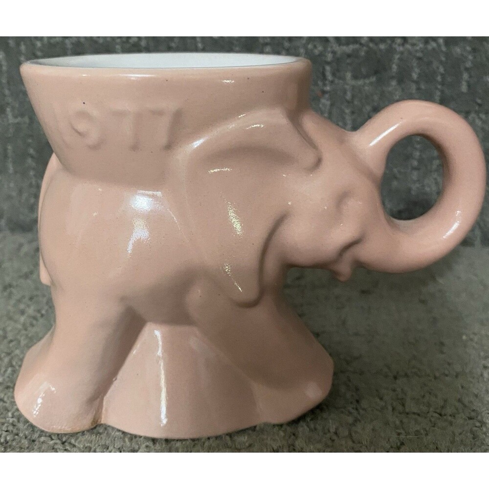 Frankoma Elephant Political 1977 GOP Mug Pastel Pink Vtg